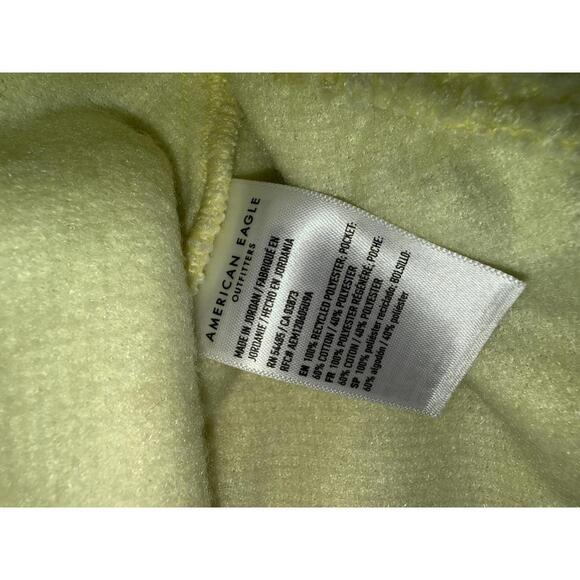 American Eagle Light Yellow Sherpa Fleece Pullover Sweatshirt XS - Picture 4 of 6